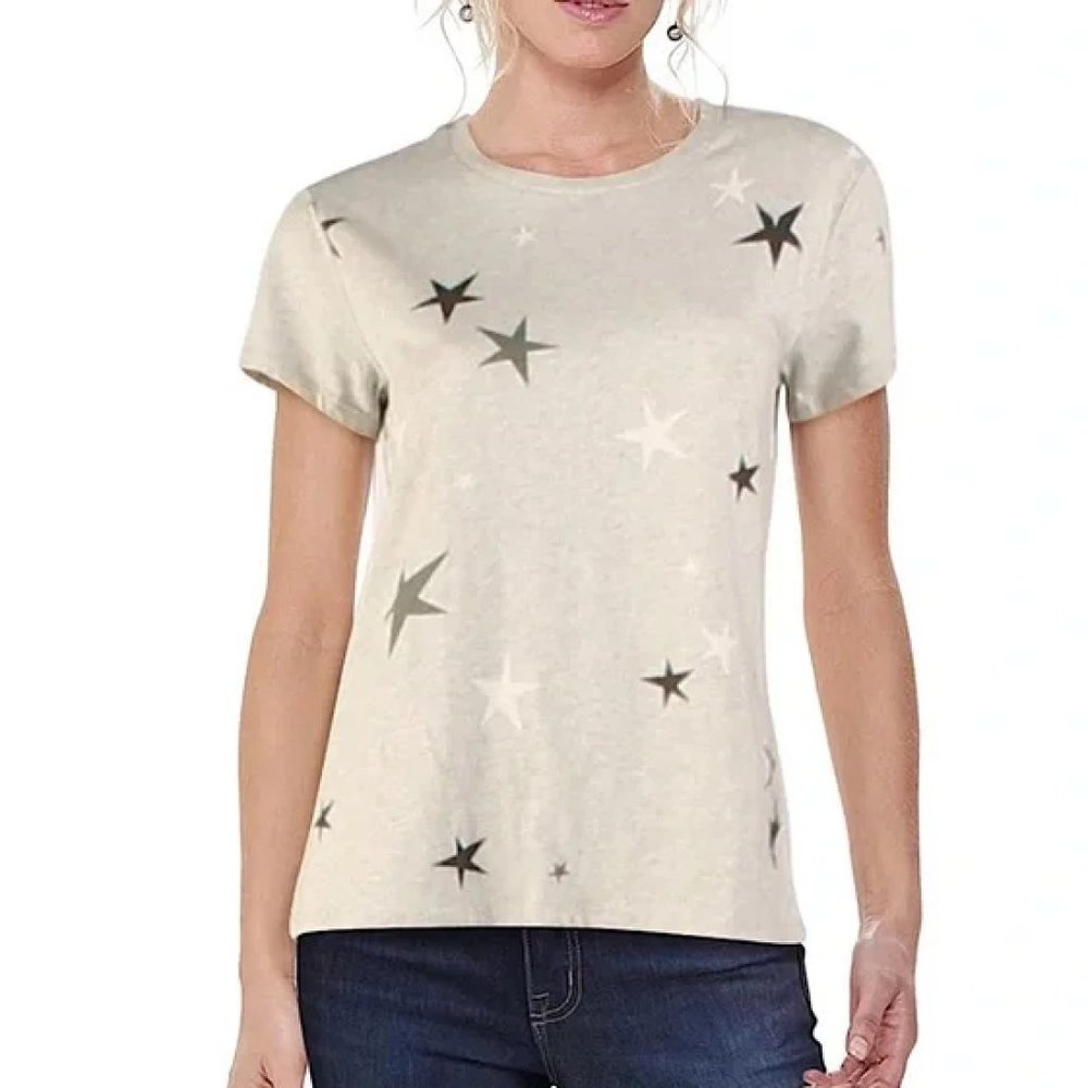 NWT PAM & GELA Stars Graphic T-Shirt in Heather Grey, Size S - Picture 3 of 8